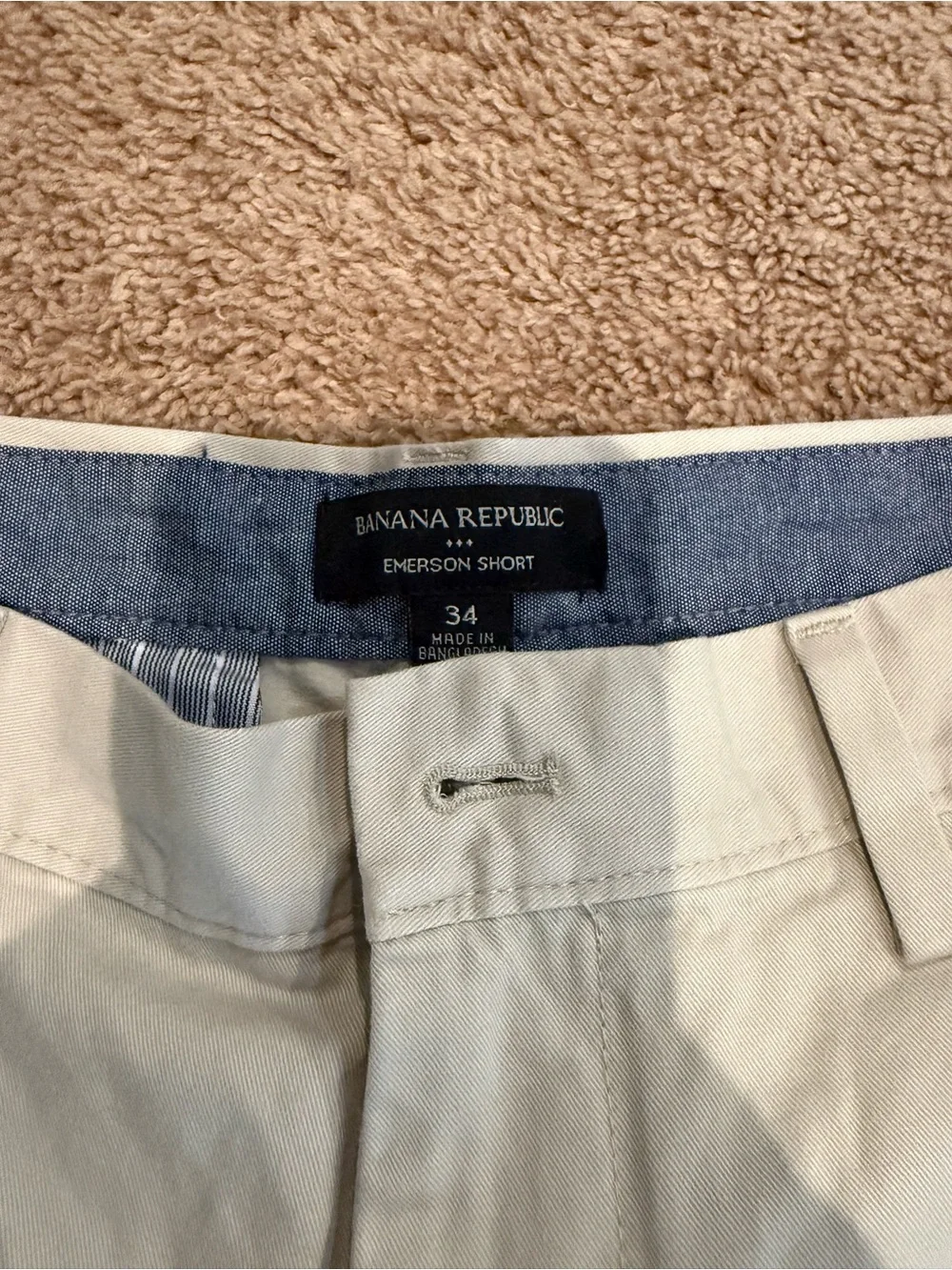 Banana Republic Cream Flat-Front Chino Shorts